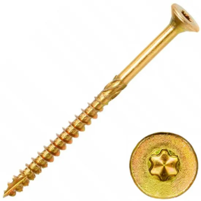 Саморез шуруп конструкционный для дерева 5х100 мм с потайной головкой TORX, желтый цинк