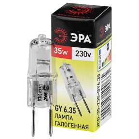 Лампа галогенная ЭРА JCD-35W-230V-GY6.35 35Вт капсула теплый белый свет GY6.35 JCD-35-230-GY6.35