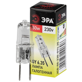 Лампа галогенная ЭРА JCD-50W-230V-GY6.35 50Вт капсула теплый белый свет GY6.35 JCD-50-230-GY6.35