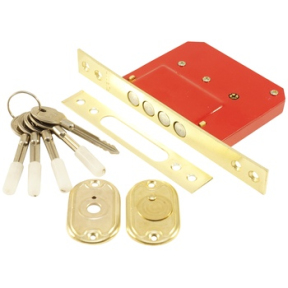 Замок врезной MK189-4MF-B-PB крест. 5кл. Полированная латунь