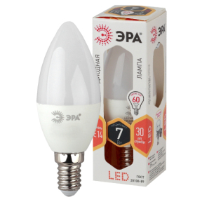 Лампа светодиодная ЭРА LED smd B35-7w-827-E14 7Вт свеча теплый белый свет Е14