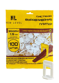 Система выравнивания плитки СВП Зажим Ворота NEW LEVEL 1,5 мм 100шт