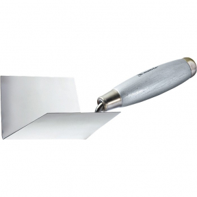 Мастерок из нержавеющей стали, 80 х 60 х 60 мм, для внутренних углов, деревянная ручка (Matrix 86308)