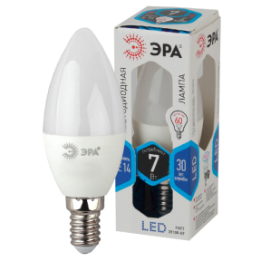 Лампа светодиодная ЭРА LED smd B35-7w-840-E14 7Вт свеча нейтральный белый свет Е14