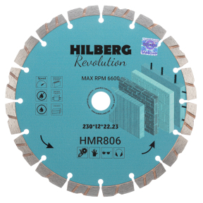 Диск алмазный отрезной 230*22,23*12 Hilberg Revolution HMR806