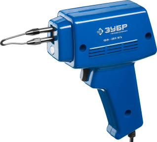 Импульсный паяльник ЗУБР 150 Вт, в наборе: нагрев 6 сек., канифоль, припой, 2 сменных жала, Профессионал 55412-H4