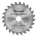 Пильный диск по дереву, 210 х 32 мм, 24 зуба, кольцо 30/32 Matrix Professional 73224