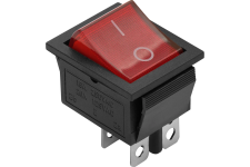 Кнопка переключатель Клавишный выключатель красный с подсветкой 4 контакта, 250В, 16А