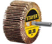 Круг шлифовальный STAYER лепестковый, на шпильке, P80, 60х30 мм 36608-080