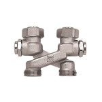 Узел (мультифлекс) перекрестие Х-образное нижнего подключения радиатора прямой с ниппелем