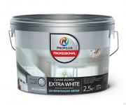 Краска ВД Profilux Extra White 2,5 кг для стен и потолков