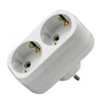 Плоский разветвитель 2 гнезда, заземление, белый 16А 250В UNIVersal А302